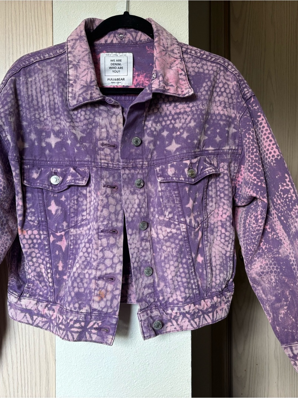 OOAK Custom pink and purple dyed denim jacket